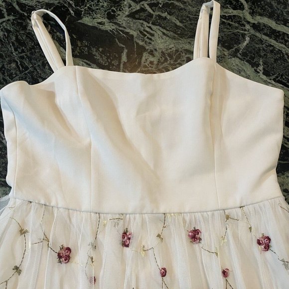 NWT Women's AQUA EMBROIDERED FLORAL PARTY DRESS white size S $128 - Picture 6 of 11